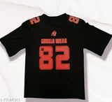 Black cotton three-quarter sleeve 82 No Jersey, high-density print, premium quality, made in India