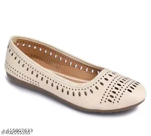 Synthetic leather ballerinas - closed back, solid pattern, Indian origin (size options: IND-5 to IND-9)