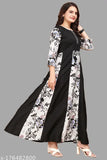 Printed crepe kurti, three-quarter sleeves, sizes 3XL to 6XL. Plus-size Indian fashion for women