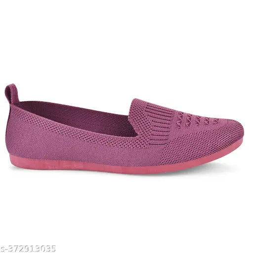 Synthetic pink ballerinas for women - solid slip-on shoes in sizes IND-4 to IND-8 from India