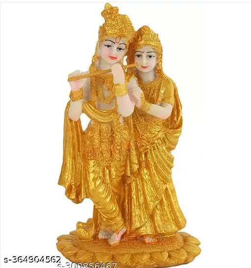 Poly resin Radha Krishna showpiece statue, 4.3 x 7.5 inch home decorative murti for New Year, graduation, wedding, Father's Day, Mother's Day, anniversary, birthday. Handcrafted in India with utmost care