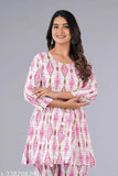 Women's rayon night suit in printed net design, softens with each wear, made with super combed cotton material