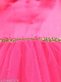 Pink net embellished high-low party dress for kids (1-2yrs), India origin