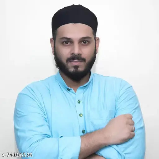 Black cotton skull cap, solid prayer cap from India