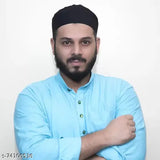 Black cotton skull cap, solid prayer cap from India
