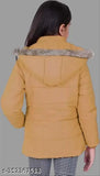 Yellow faux fur girls winter coat with hood
