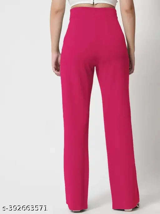 Vintage-style cotton blend women's classic bellbottom trousers combo (4pc: 26, 28, 30, 32, 34) - Indian high-rise fashion accentuating curves
