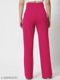 Vintage-style cotton blend women's classic bellbottom trousers combo (4pc: 26, 28, 30, 32, 34) - Indian high-rise fashion accentuating curves