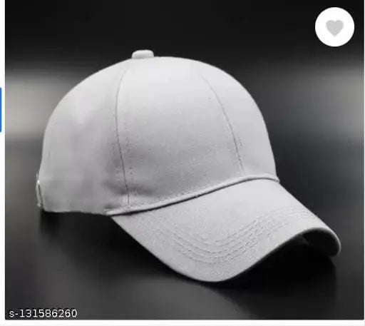 White cotton baseball cap, self-design pattern, onesize from India