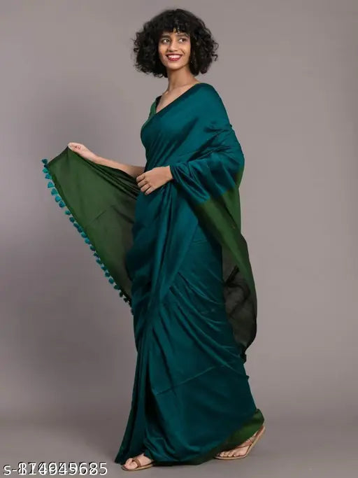 Cotton silk saree in solid pattern, Jivika Sensational single free size from India