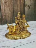 Haridwar Trends Shiv Parivar Murti: Metal idol of Lord Shiva and Parvati (9x8x12cm) sitting on Nandi, ideal for home temple decor or gifting