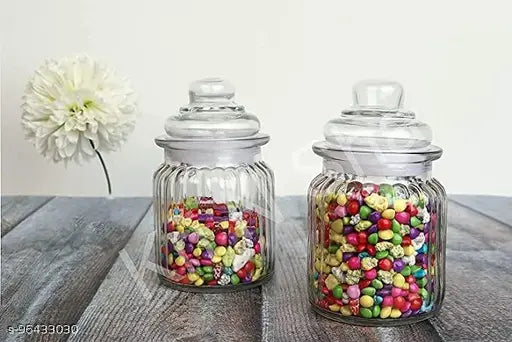 VRS MALL air tight glass jar for coffee, sugar, salt or tea herbs, 350ml with lid, suitable for storing masala or biscuits, used in bakery or home
