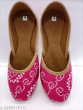Printed textile women ethnic lakki Bellies, ankle loop sandals - India