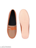 Tan synthetic ballerinas by Furiozz - elegant women's shoes with closed back, designed for comfort and style