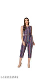 Printed crepe jumpsuit for women, Jaipuriyajs brand, Indian origin, size XS (34-32-36), fashionable casual wear