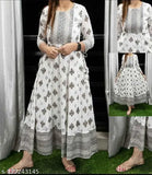 Aakarsha Ensemble women's formal white kameez with matching pajama bottoms