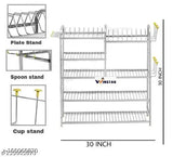 Stainless steel wall mount dish rack, stand holder, kitchen organizer, utensils rack, cutlery stand, 31 x 30 inches