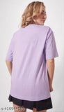 Plain purple t-shirt for women and girls, round neck, half sleeves