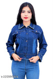 Stylish modern denim jacket with long sleeves, solid pattern, and closure button. XS to XXXL sizes available