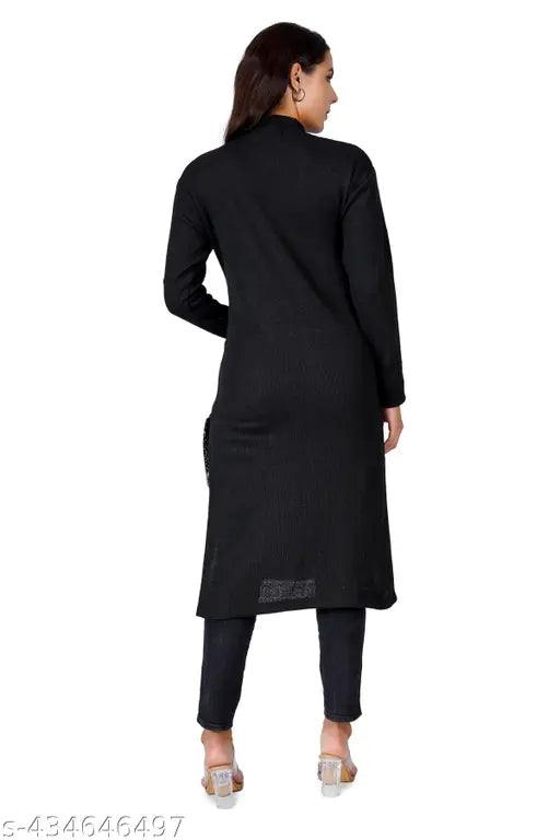 A black, long-sleeved kameez with a zipper in front