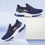 Navy blue sports shoe with white accents
