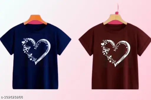 Stylish cotton round neck t-shirts, 100% cotton regular fit combo pack for women & girls, India-made, printed design