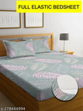 Premium botanical 180TC Supersoft cotton elastic fitted bedsheets & 2 pillow covers for double bed (78x72+10), India origin