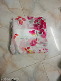 Pink and white floral patterned georgette sari and blouse piece