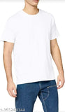Plain white men's round neck solid polyester shirt, short sleeves, sizes S-XXL, India origin