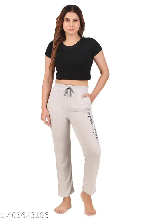 Women's loungewear set, white drawstring pants and matching black crop top