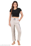 Women's loungewear set, white drawstring pants and matching black crop top