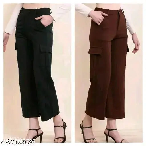 Solid cotton-lycra cargo four-pocket pants, available in S, M, L, XL
