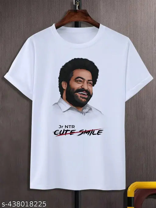 Jr NTR Cute Smile Tshirt NTR Mens Printed White Tshirt