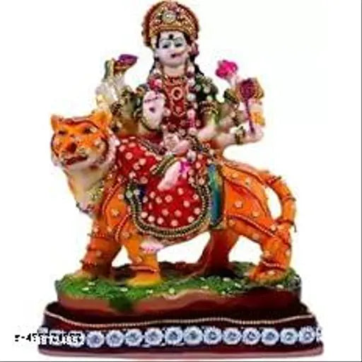 Poly resin Maa Durga Idol, ornate decorative murti for Pooja Mandir or home decor. Perfect gift for festivals, weddings, anniversaries, or special occasions. Indian origin