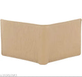Cream faux leather men's wallet, features 2 compartments, solid pattern, free size (11cm x 10cm), handcrafted in India