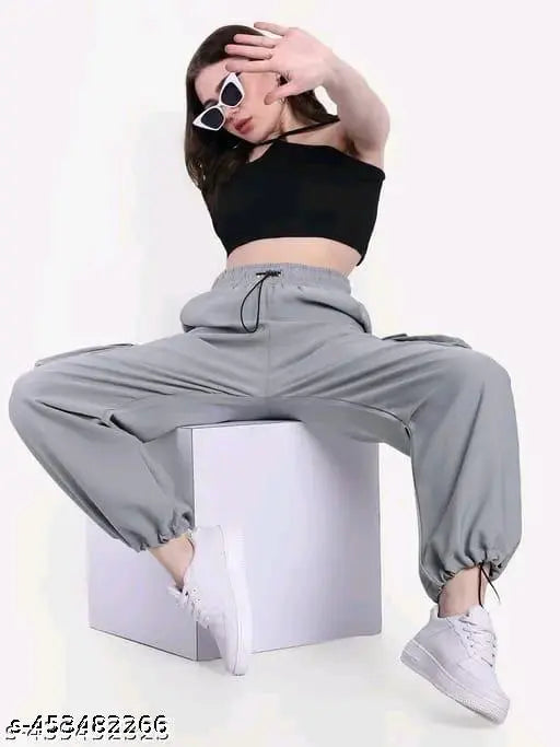 Gray joggers, casual style, sportswear, women's fashion