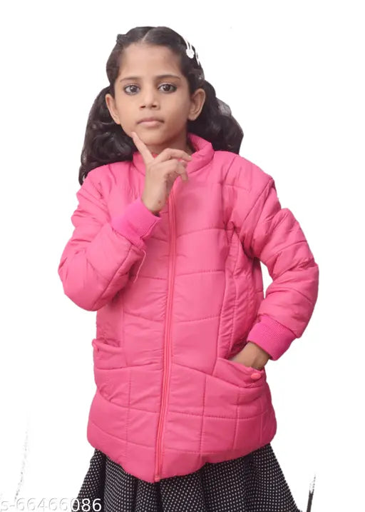Pink padded kids jacket, winterwear, rain protection, low price