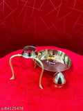 Gold and silver Shivling stand with matching loti