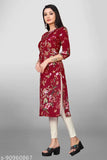 Multicolor crepe straight kurta with floral print