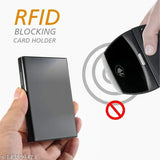 Black metal 6-slot ATM card holder for men with RFID protection and 1 compartment for visiting cards