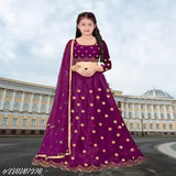 Femisha creation net lehenga choli, semi-stitched for girls aged 3-15 years, Zari woven design, Nylon embellished work, India