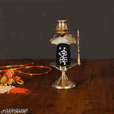 Brass black Shiva Lingam for daily puja, traditional Indian decor piece with lota (7cmL x 10cmH x 5cmB)
