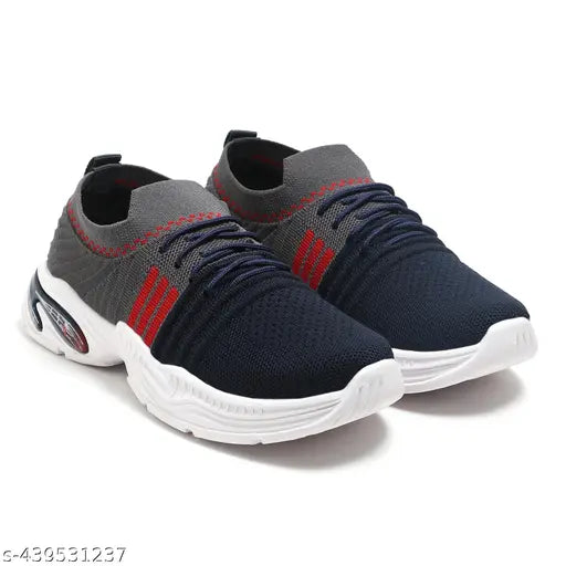 Grey, blue, red, and white trendy casual shoes for boys, smart choice for running walking all day