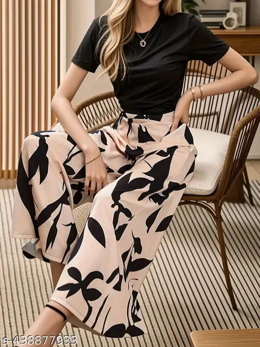 Polyester women's jumpsuit set, classy design and trendy Tishart & Plazzo style in solid color