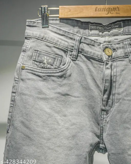 Grey wash men's jeans with pocket detailing