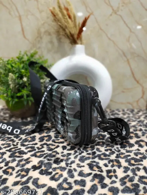 Black and white camo print crossbody bag