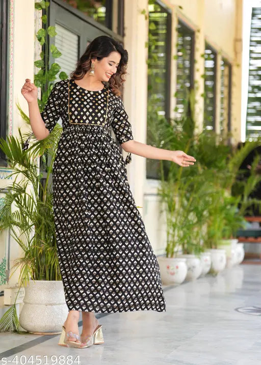 Gold rayon kurti, tiered design, maroon and glamorous, three-quarter sleeves