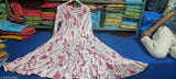 Embroidered rayon anarkali long kurta, 3/4 sleeves