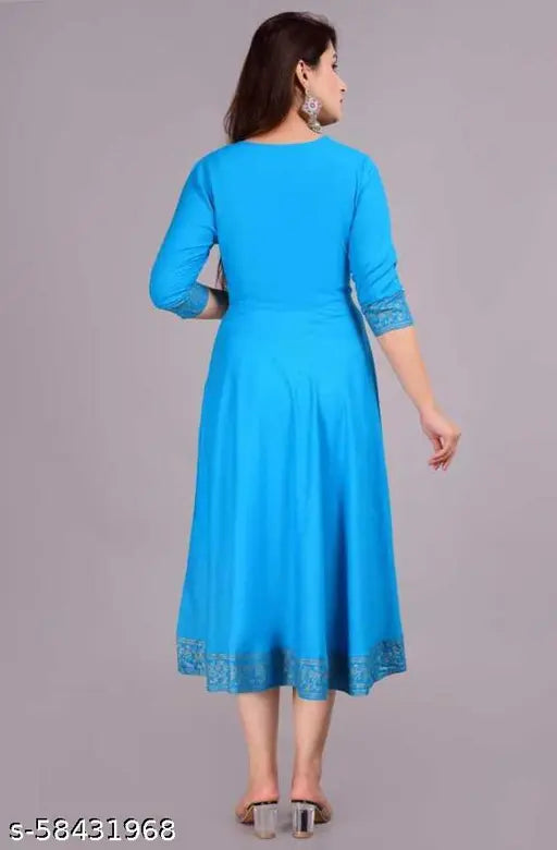 Rayon solid-colored Adrika alluring kurti, Indian traditional three-quarter sleeve outfit for women