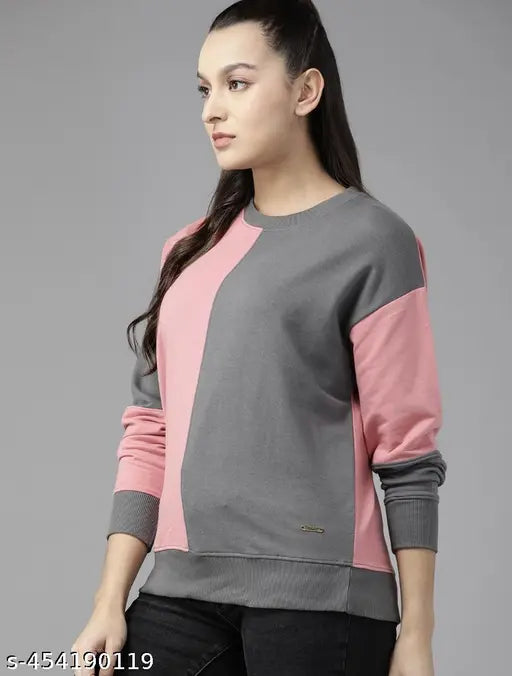 Cotton colorblocked fancy full sleeve top for women and girls, cozy elegance for fall/winter fashion